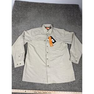 Habit Shirt Mens Medium Beige Long Sleeve Solar-Factor 40+ Fishing UV Button Up